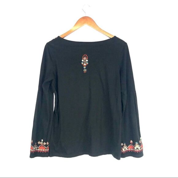 RXB Embroidered Cotton Top Black Size M - Picture 2 of 6